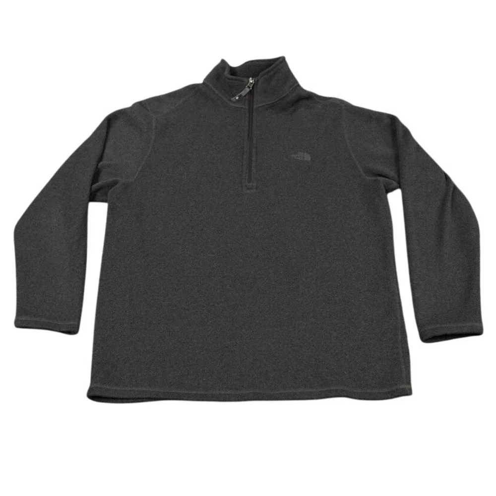 VTG The North Face Fleece Pullover Mens L Black Quarter Zip Gorpcore Tonal Logo